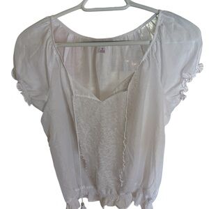 Candie's Sheer White Lace Detail Top